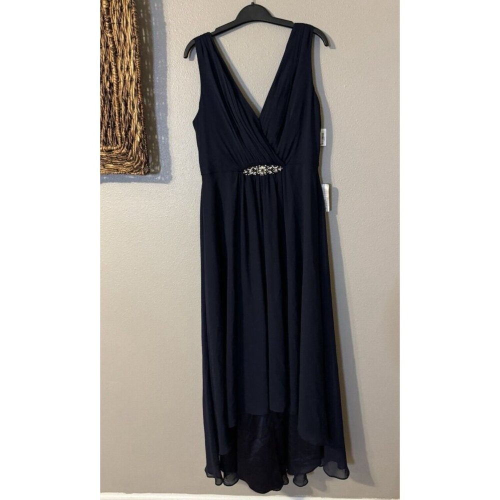 Eliza J. Evening Formal Dress 18 Navy Blue Flowy Wedding Church Party NWT - Picture 14 of 16